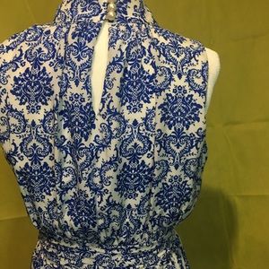 Blue  and white floral dress.